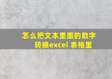 怎么把文本里面的数字转换excel 表格里